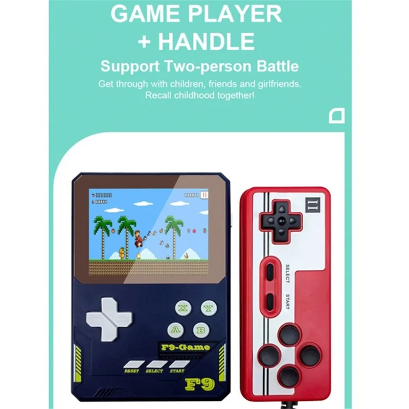 F9 Kids Handheld Game Console 3,5-inch LCD-scherm Retro Handheld Videospelcadeau met ondersteuning voor twee spelers - Dieproze