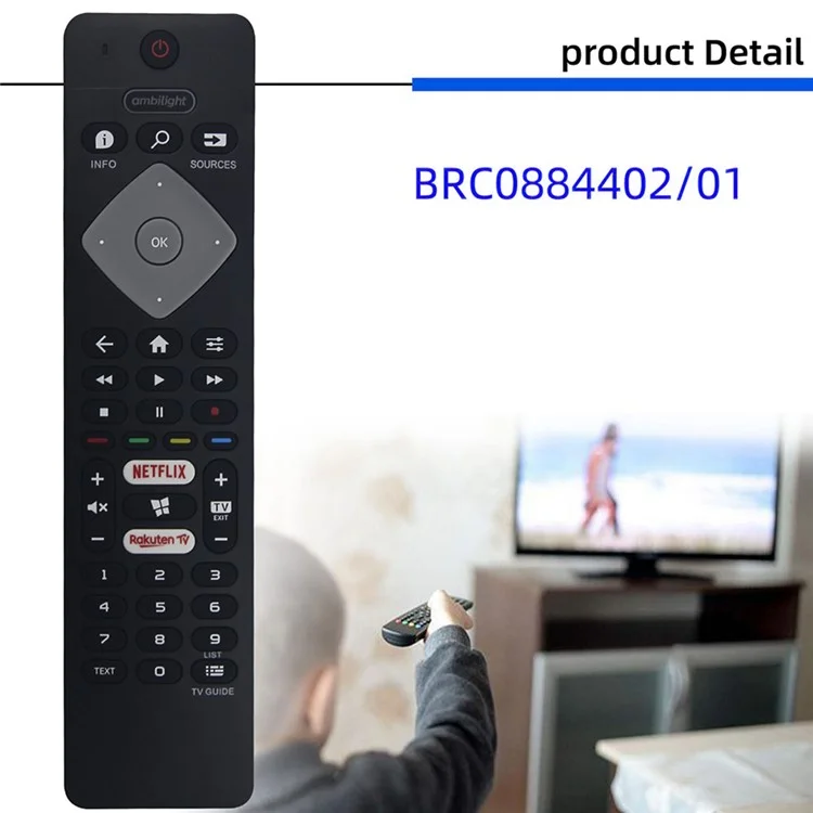 BRC0884402 / 01 For Philips TV Remote Ergonomic Design Television Remote Control Replacement
