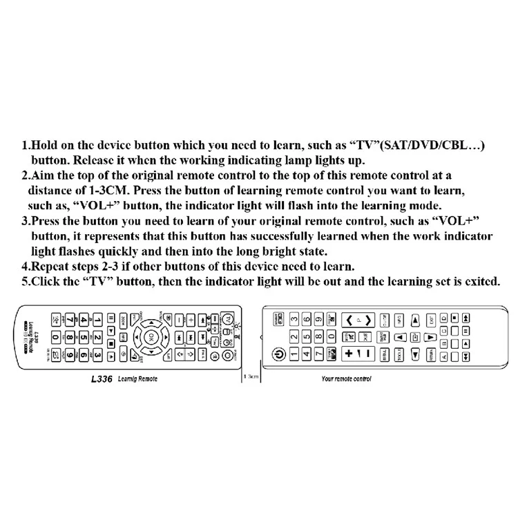 L336 Learning Remote for TV SAT DVD Universal Remote Control Replacement