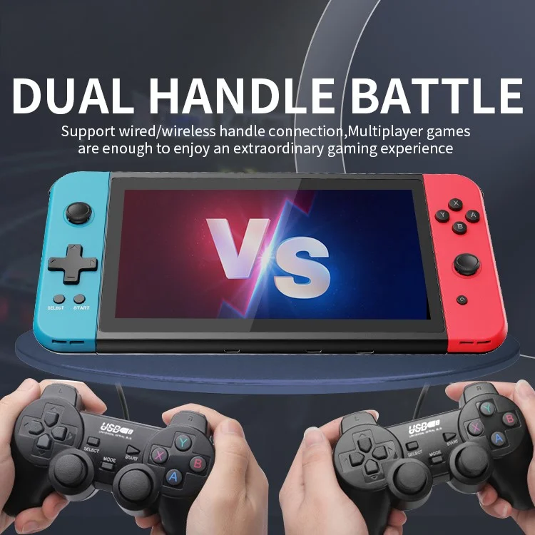 POWKIDDY X70 7 inch Handheld Video Game Console Two Players Video Game (without Memory Card) - Black