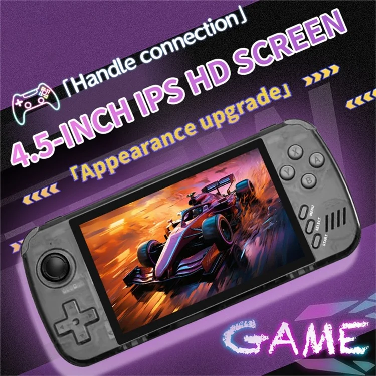 POWKIDDY X39 Pro 4.5-дюймовая IPS HD-экранная портативная игровая консоль (32G TF-карта) - прозрачный черный