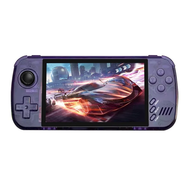 POWKIDDY X39 Pro Consola de Juegos Portátil con Pantalla IPS HD de 4.5 Pulgadas (Tarjeta TF de 32 G) - Púrpura Transparente