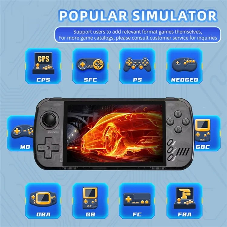 POWKIDDY X39 Pro 4.5-Zoll IPS-HD-Bildschirm Handheld-Spielekonsole (keine TF-Karte, keine Spiele) - Transparent Lila