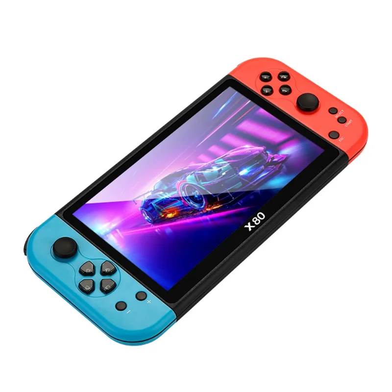 X80 7.0 inch HD Screen Handheld Game Console 20000 Games Video Game Console - Blue Red