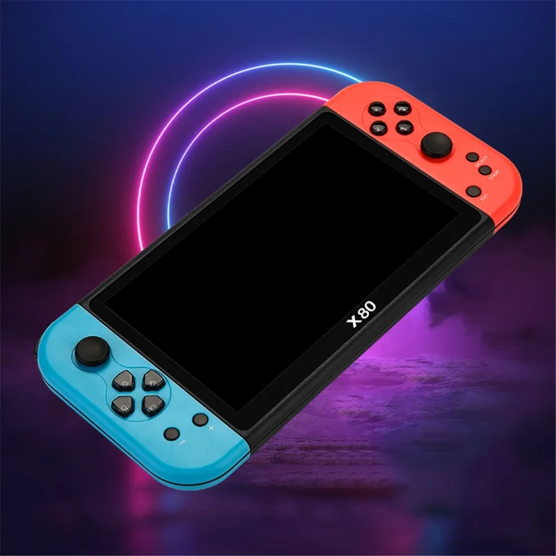 X80 7.0 inch HD Screen Handheld Game Console 20000 Games Video Game Console - Blue Red