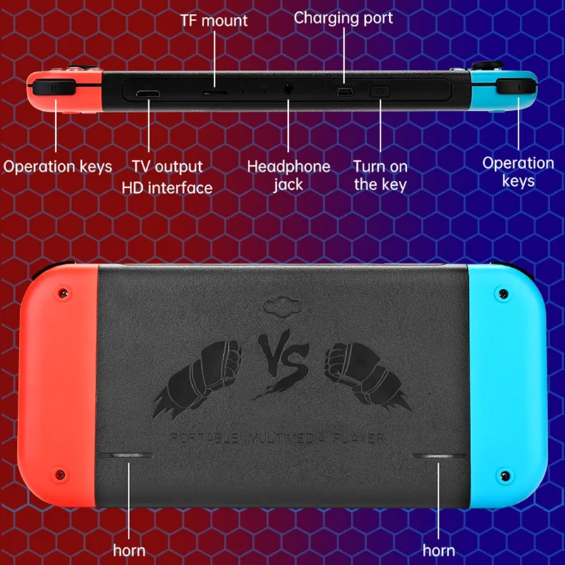 X80 7.0 inch HD Screen Handheld Game Console 20000 Games Video Game Console - Blue Red