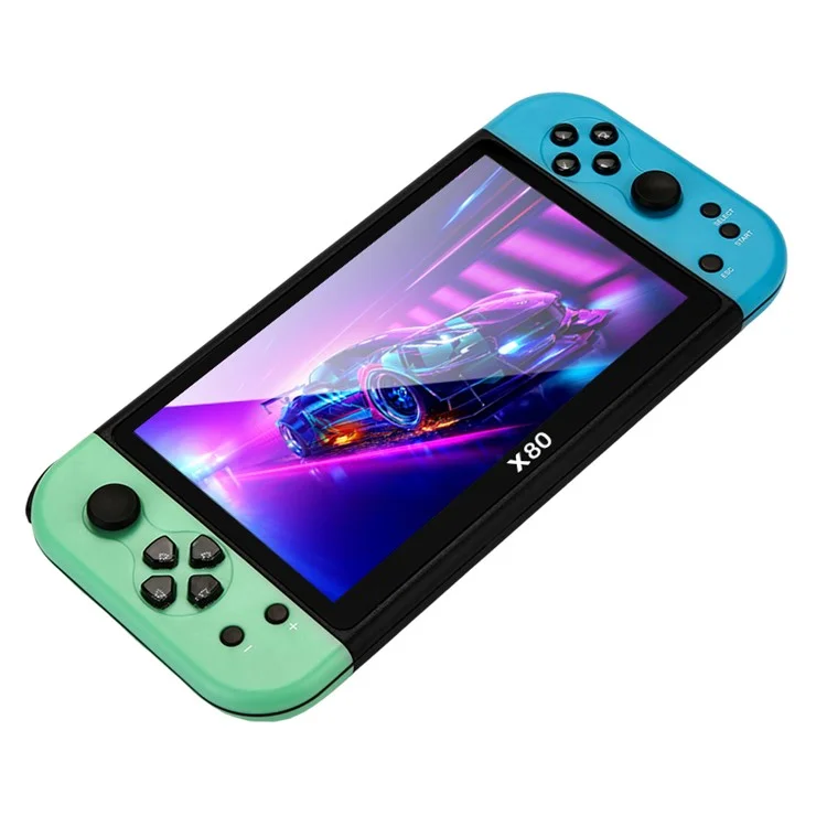 X80 7.0 inch HD Screen Handheld Game Console 20000 Games Video Game Console - Green Blue