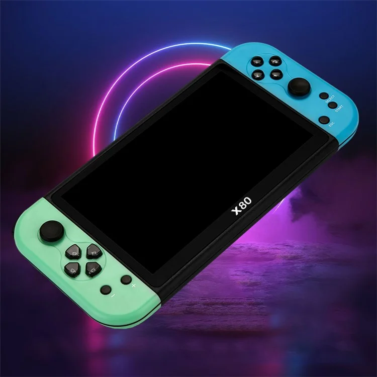 X80 7.0 inch HD Screen Handheld Game Console 20000 Games Video Game Console - Green Blue