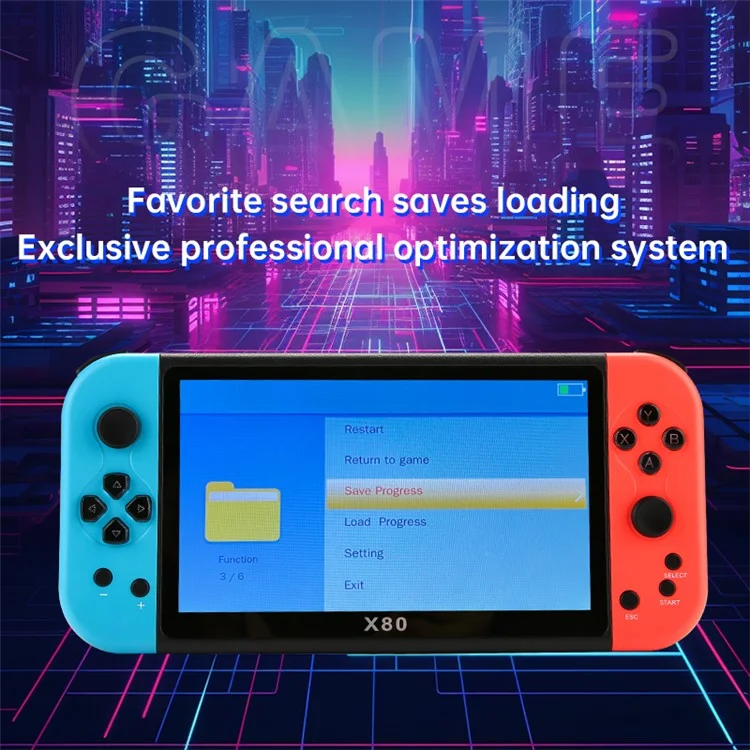 X80 7.0 inch HD Screen Handheld Game Console 20000 Games Video Game Console - Green Blue