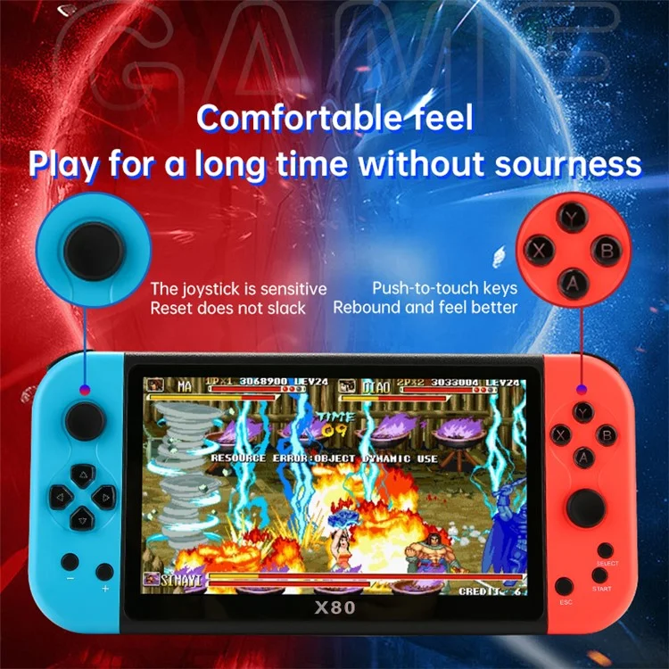 X80 7.0 inch HD Screen Handheld Game Console 20000 Games Video Game Console - Green Blue