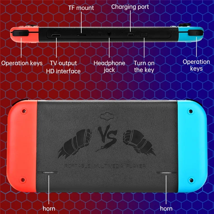 X80 7.0 inch HD Screen Handheld Game Console 20000 Games Video Game Console - Green Blue