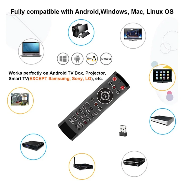 T1-pro-l Funzione IR Funzione a 2 Chiavi Air Mouse Smart Wireless Remote Control Con Microfono Per Android TV Box / Bastone