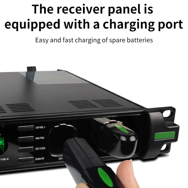 CD-10 Dual Wireless Microphone System Cordless Handheld HiFi Mic Set for Singing Karaoke Meeting Stage - EU Plug