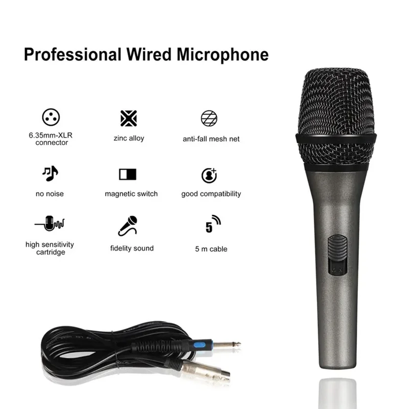 GL-8.0S Wired Microphone Cardioid Dynamic Handheld Mic for Stage Performance KTV - Blue