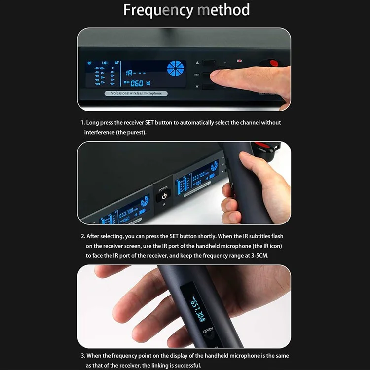CD-08 Dual Professional UHF Wireless Microphone Magnetic Charging Adjustable Frequencies Mic for Singing, Karaoke, Church - UK Plug