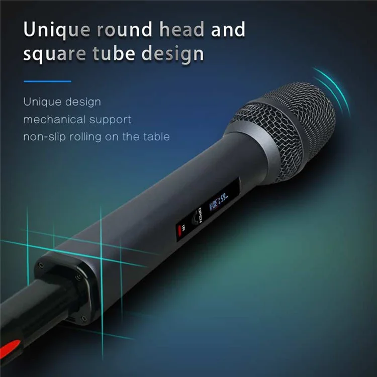 CD-08 Dual Professional UHF Wireless Microphone Magnetic Charging Adjustable Frequencies Mic for Singing, Karaoke, Church - UK Plug