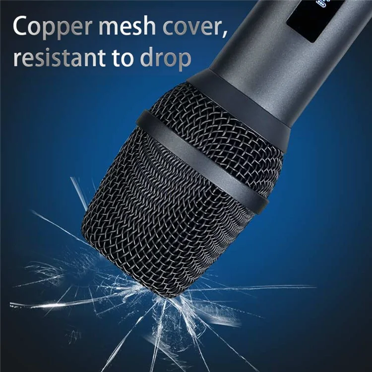 CD-08 Dual Professional UHF Wireless Microphone Magnetic Charging Adjustable Frequencies Mic for Singing, Karaoke, Church - UK Plug