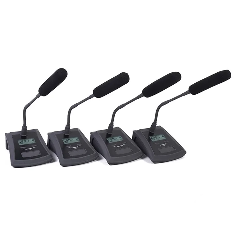 X-H05 UHF Conference Microphone System 4Pcs Wireless Mic Set for Meeting Speech Conference - US Plug