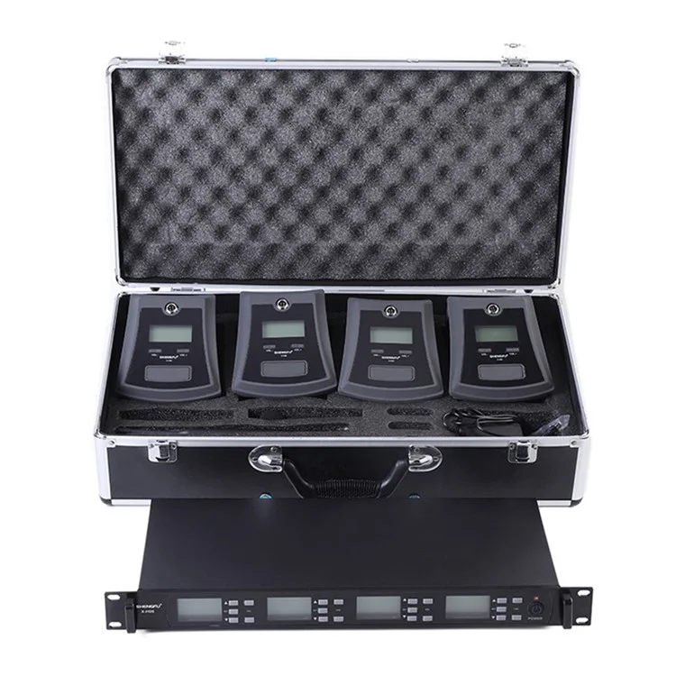 X-H05 UHF Conference Microphone System 4Pcs Wireless Mic Set for Meeting Speech Conference - UK Plug