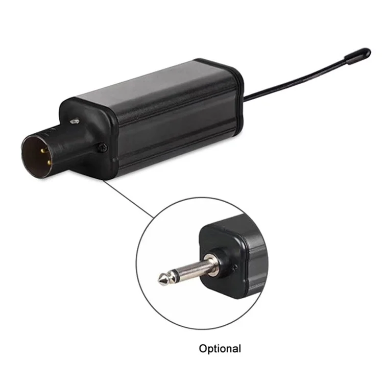 T-7 Plug and Play Transmitter / Receiver Set Dynamic Microphone Converter Wired Mic to Wireless Mic Adapter - Black