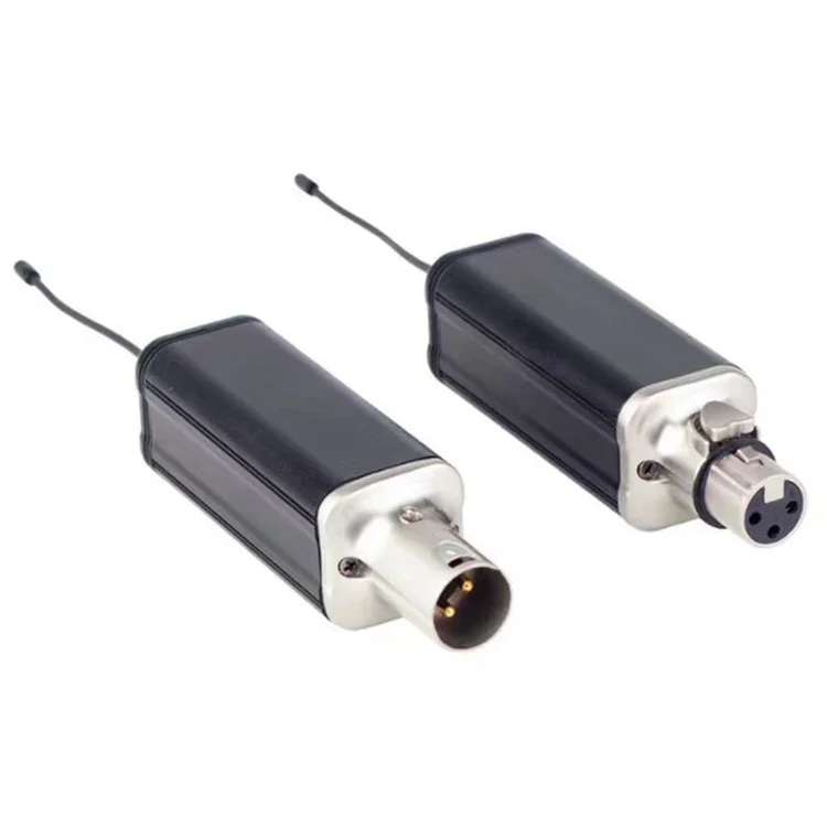 T-7 Plug and Play Transmitter / Receiver Set Dynamic Microphone Converter Wired Mic to Wireless Mic Adapter - Black