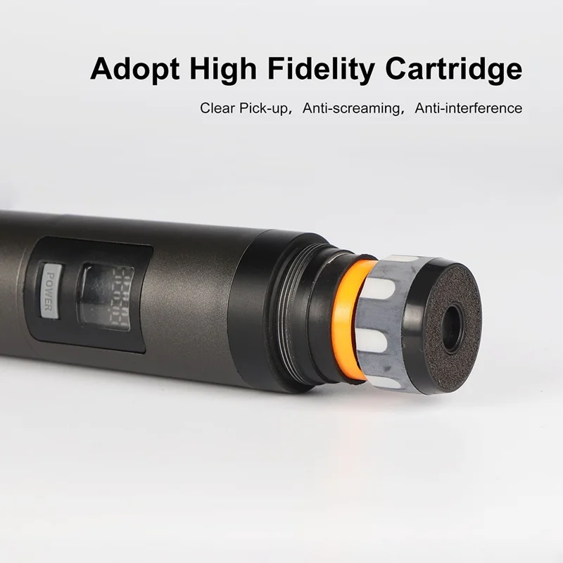 CD-02 Dual UHF Sistema de Micrófono de Mano Dinámico Micrófono Compatible con Carga Magnética por Inducción - Enchufe Europeo