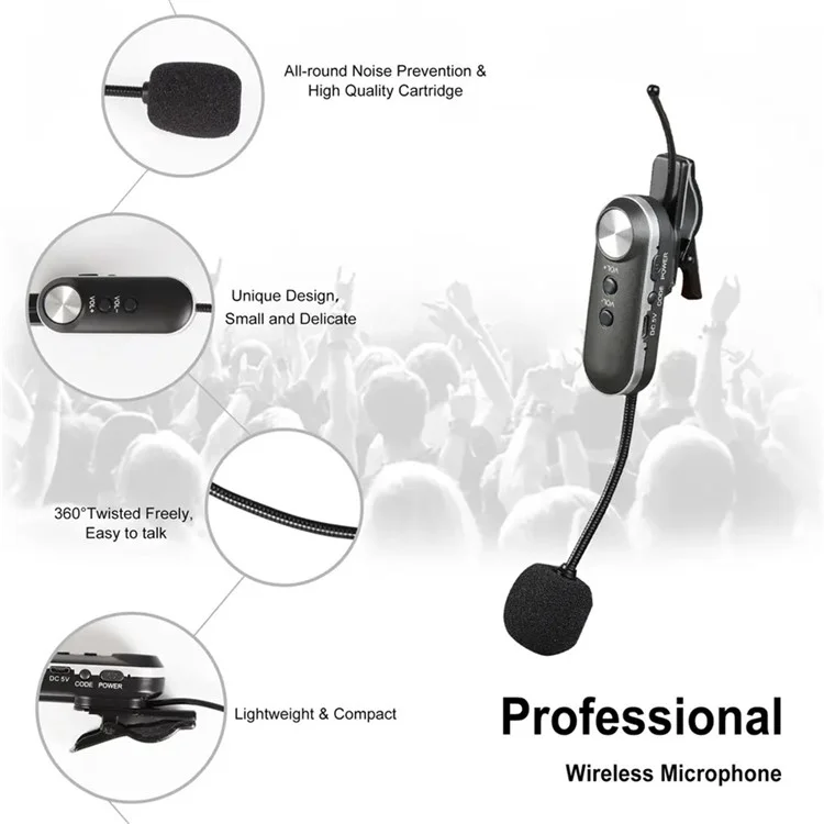 T-6 Professionelles Instrumentenmikrofon Tragbares Kondensatormikrofon mit Clip - EU-Stecker 