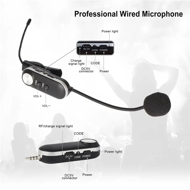 T-6 Professionelles Instrumentenmikrofon Tragbares Kondensatormikrofon mit Clip - EU-Stecker 