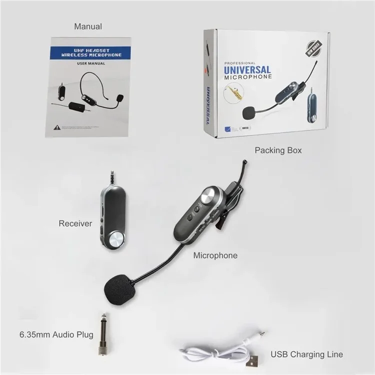 T-6 Professional Instrument Microphone Portable Condenser Wireless Microphone with Clip - UK Plug