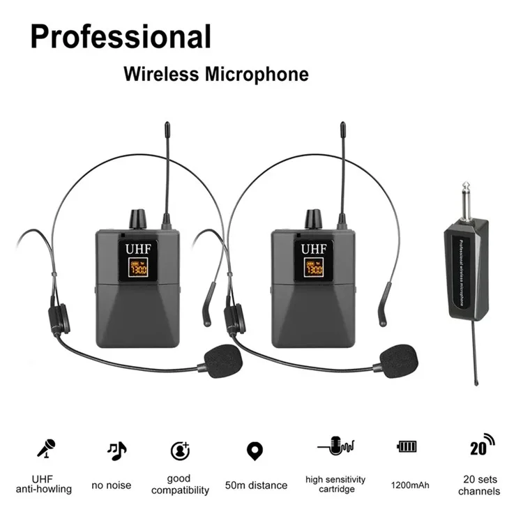 W-15C UHF Wireless Microphone Headset for Karaoke Speaker Potable Condenser Mic