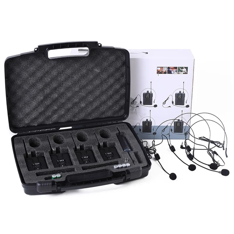 PRO-15C UHF Lavalier Wireless Microphone Headset 1 to 4 Potable Condenser Mic with Receiver - Spina UE
