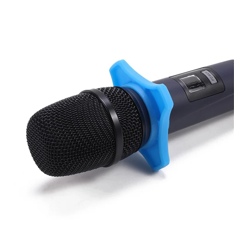 W-14 Moving Coil Microphone U-Band FM Wireless Mic with Receiver Home Karaoke Microphone - Blue