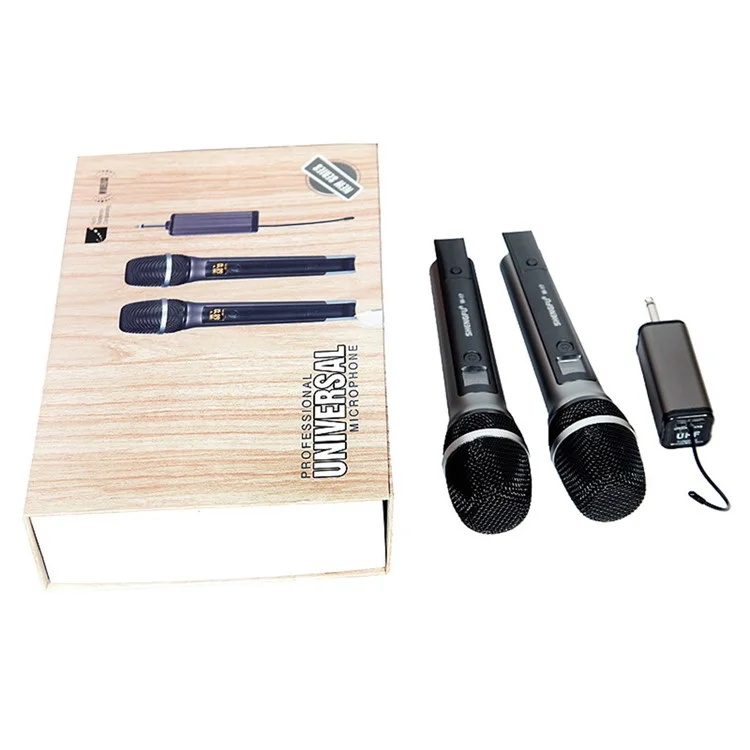 W-17 Dynamic Wireless Microphone 1 to 2 All-Metal UHF FM Handheld Microphone for Conference, Stage