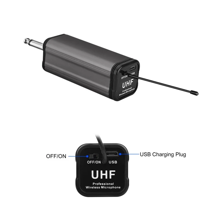 W-17 Dynamic Wireless Microphone 1 to 2 All-Metal UHF FM Handheld Microphone for Conference, Stage
