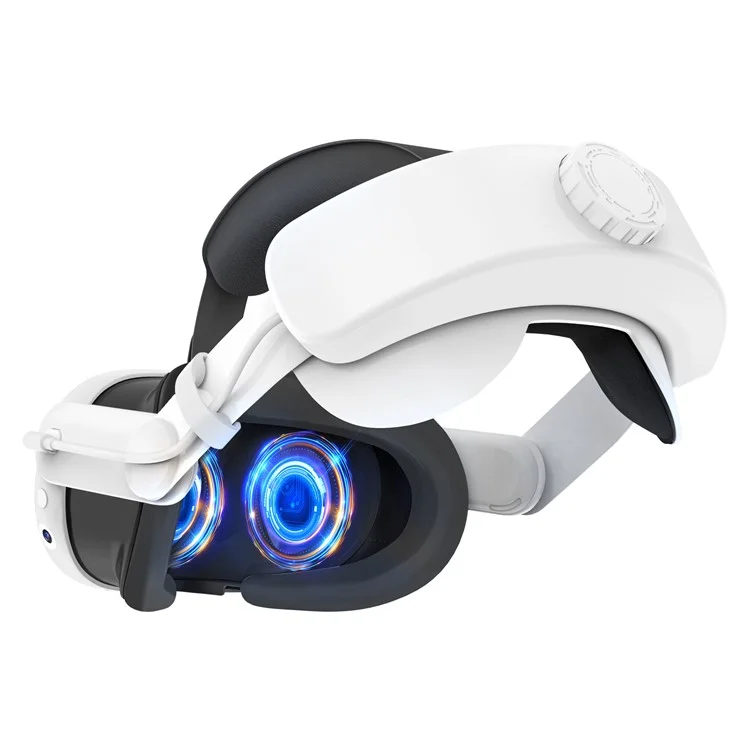 Correa de cabeza ajustable para el visor Meta Quest 3, banda de cabeza de repuesto para VR, accesorios de VR con batería integrada de 6400 mAh - Blanco