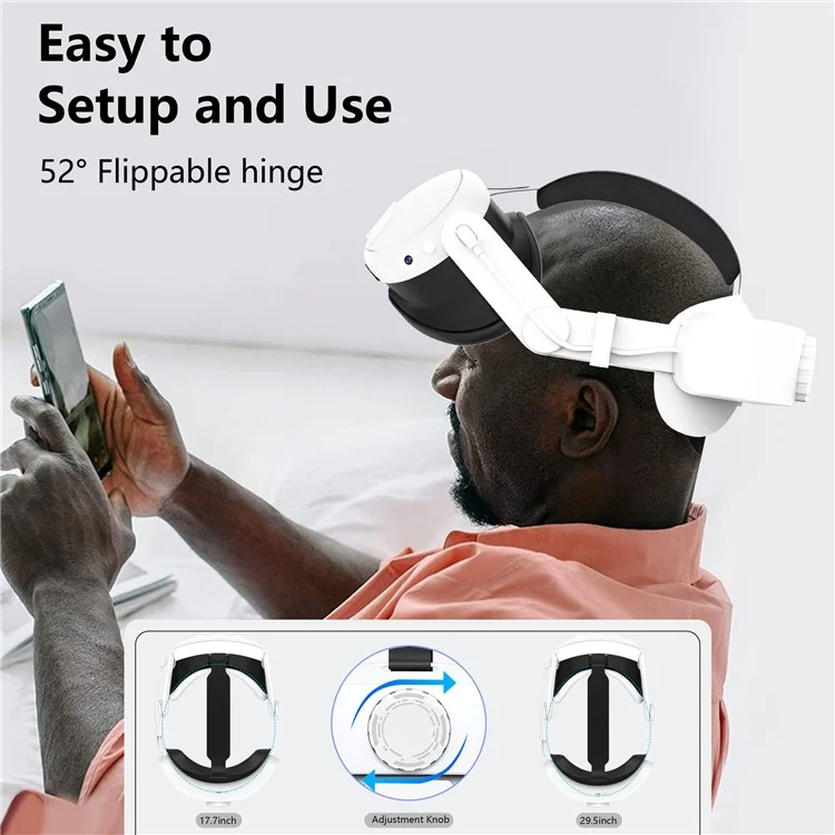 Correa de cabeza ajustable para el visor Meta Quest 3, banda de cabeza de repuesto para VR, accesorios de VR con batería integrada de 6400 mAh - Blanco