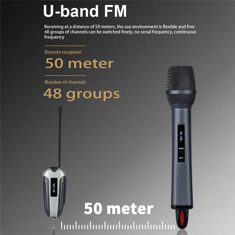 TX-11 Singendes Telefon-Konferenzgerät UHF-Drahtloses Mikrofon Live-Streaming Wiederaufladbares Mikrofon, 1 Mikrofon + 1 Empfänger - Grau