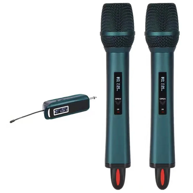 TX-12 Microfone Sem Fio para Palco de Canto Doméstico Ao Vivo, 2 Microfones + 1 Receptor - Azul