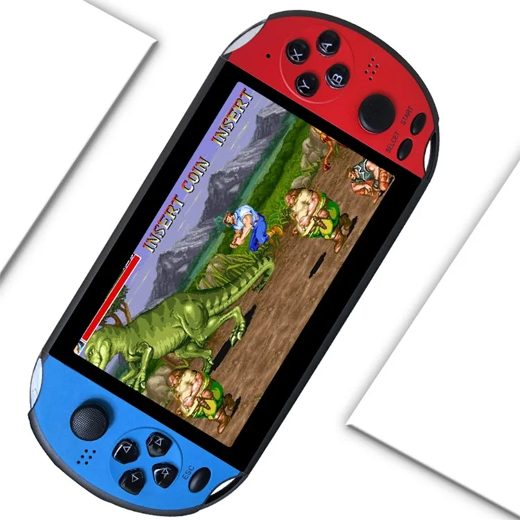 POWKIDDY X12 Game Console 5,1 Zoll Display Handheld Retro 8G Arcade Game Maschine - Rot / Blau