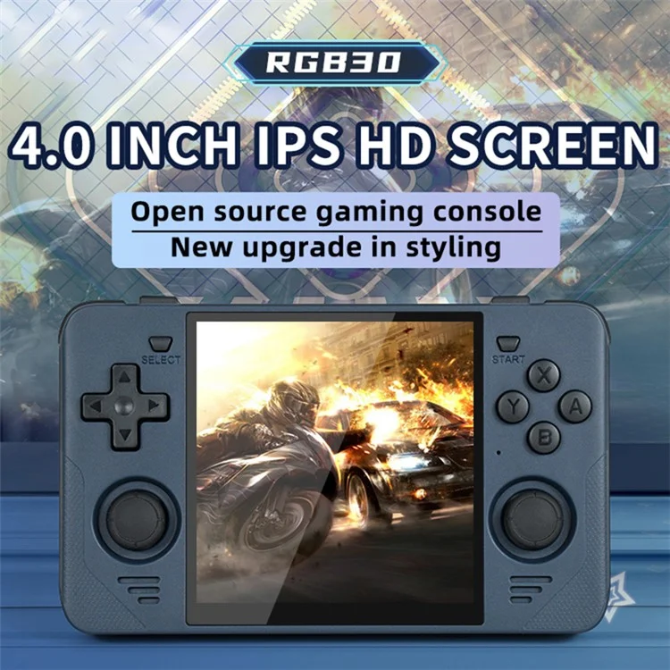 POWKIDDY RGB30 Console de jeu portable 4,0 pouces Écran IPS HD Joystick rétro Arcade (sans carte) - Noir 