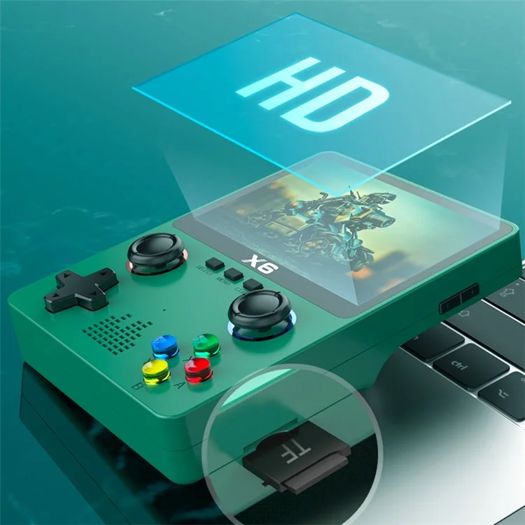 X6 HD 3,5-дюймовая портативная игровая консоль с двойным джойстиком - черная