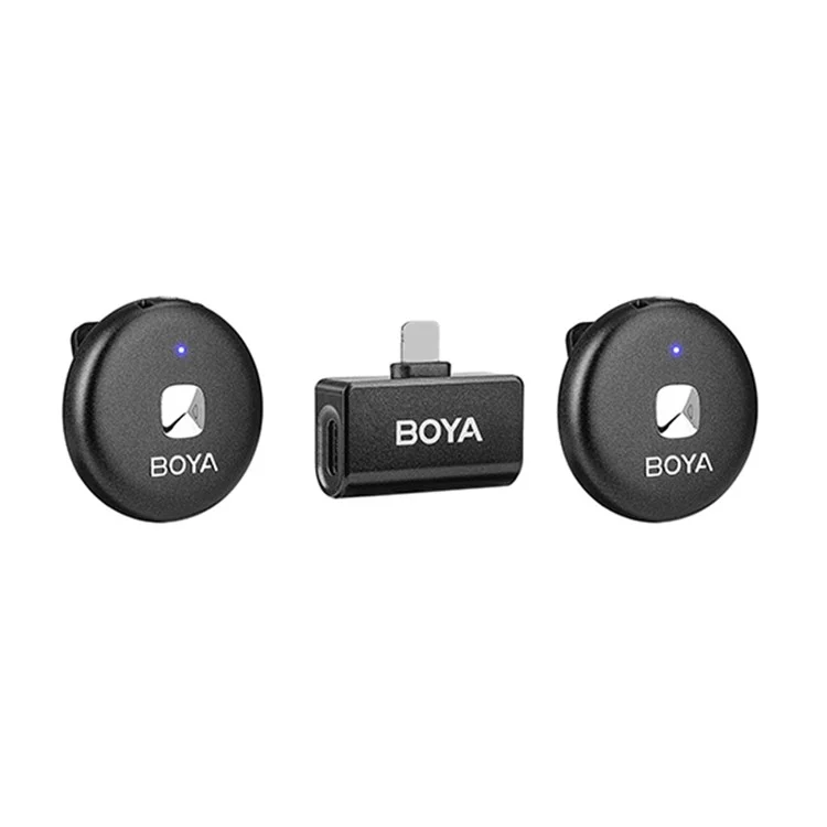 BOYA Omic-D 2 Transmisor + 1 Receptor de 8 Pines, Forma de Botón Micrófono Inalámbrico de Solapa 2.4G - Negro