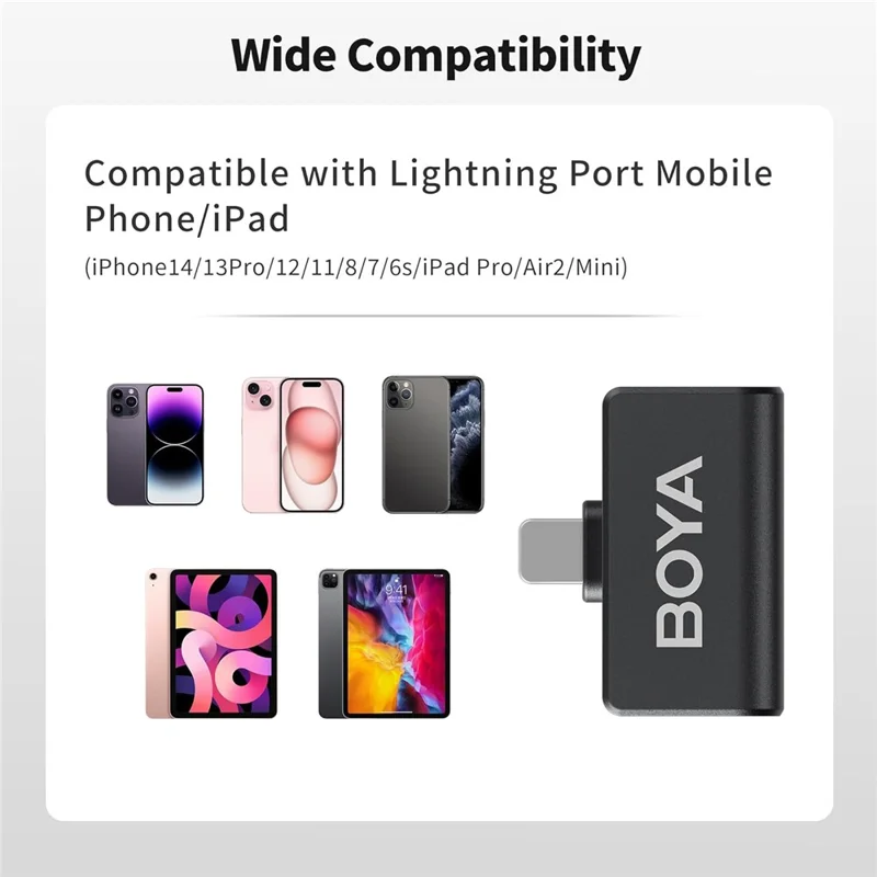 BOYA Omic-D 2 Transmisor + 1 Receptor de 8 Pines, Forma de Botón Micrófono Inalámbrico de Solapa 2.4G - Negro