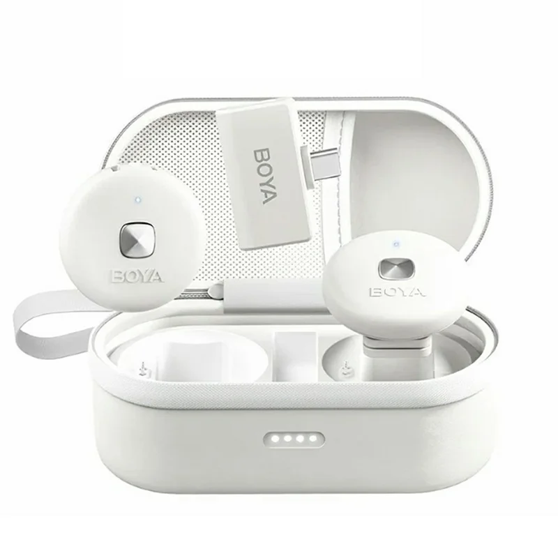 BOYA Omic-U 2 Zender + 1 USB-C Ontvanger, Knopvormig Draadloos Reversmicrofoon - Wit