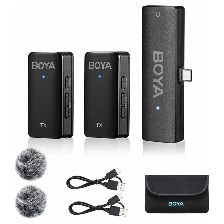 Boya Wmic5-m6 Streaming Live Microfono Wireless Clip Microfono, 2 Trasmettitore + 1 Ricevitore USB-C