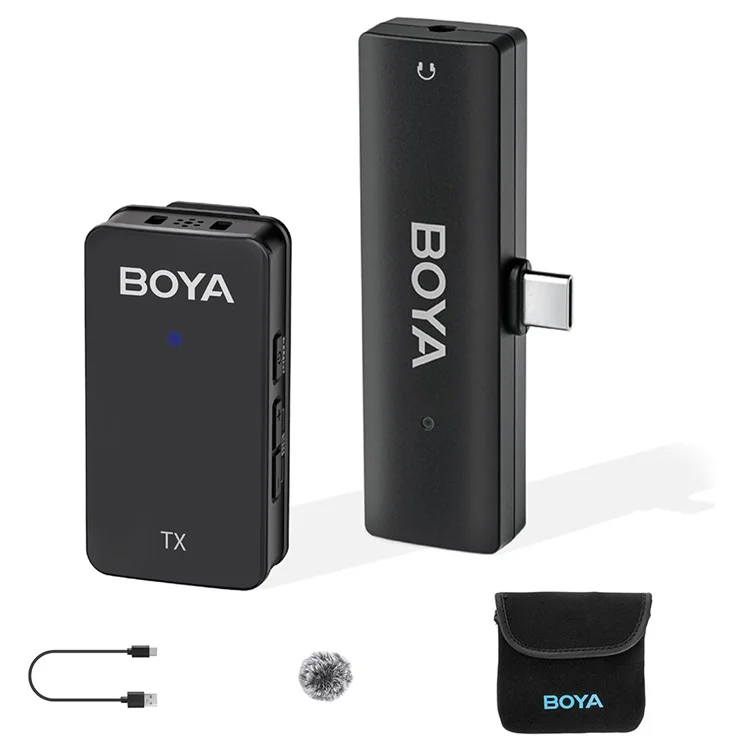 Boya Wmic5-m5 Video Registrazione Video Microfono Mic Mic Clip, 1 Transmit + 1 Ricevitore USB-C