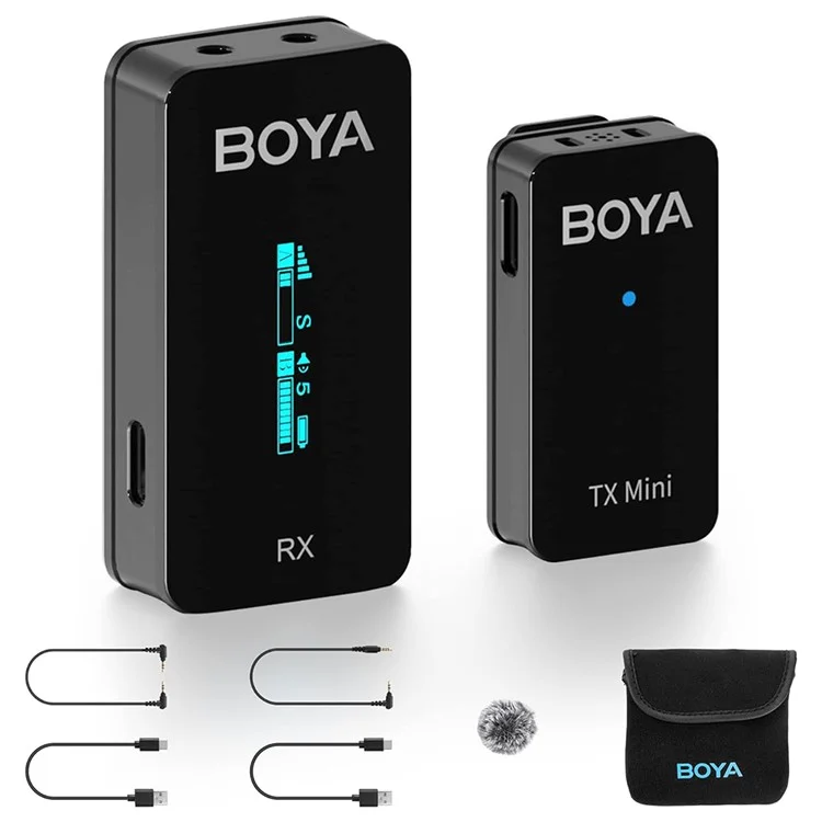 BOYA BY-XM6-S1MINI Wireless Microphone Lapel Clip Mic for Phone Camera, 1 Mini Transmitter + 1 Receiver