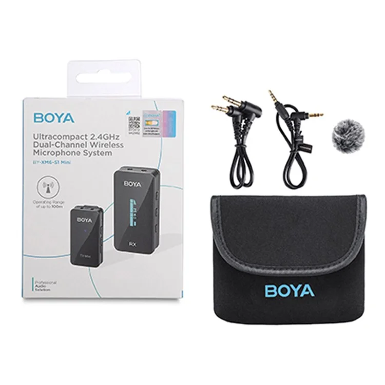 Boya By-xm6-s1mini Sem Fio Microfone Lapel Clip Mic Para Câmera de Telefone, 1 Mini Transmissor + 1 Receptor