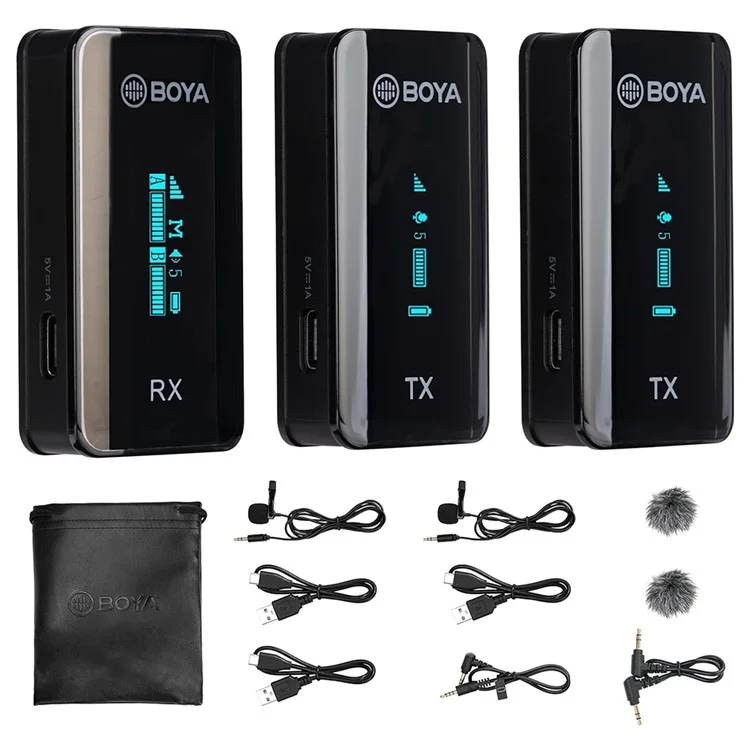 Boya BY-XM6-S2 2 Trasmitter + 1 Ricevitore, Microfono Wireless Lavalier Mic Per Laptop Per Fotocamera Del Telefono