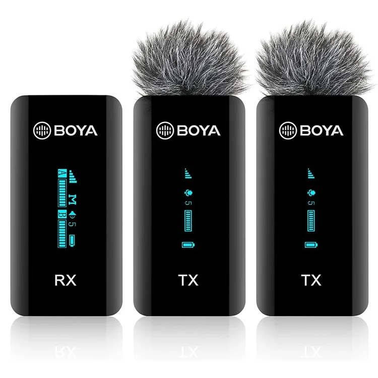 BOYA BY-XM6-S2 2 Transmitter + 1 Receiver, Wireless Microphone Lavalier Mic for Phone Camera Laptop